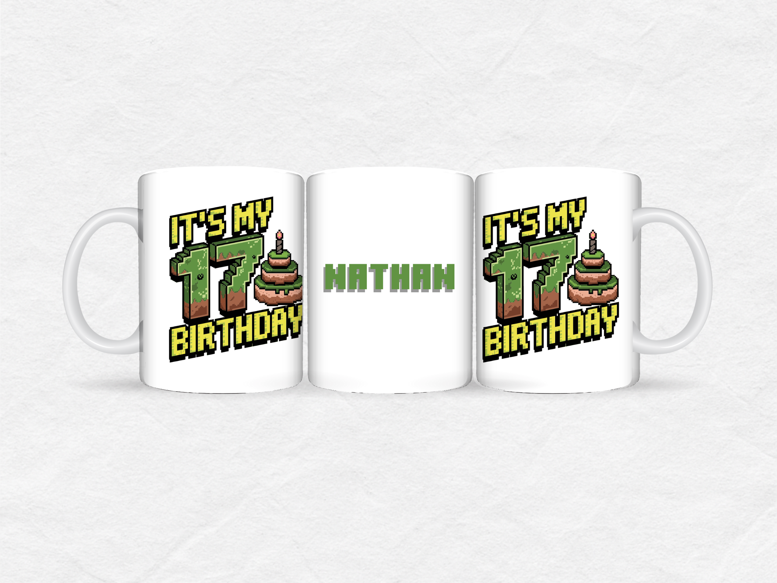 Mug Anniversaire Minecraft Personnalisé – Âge + Prénom