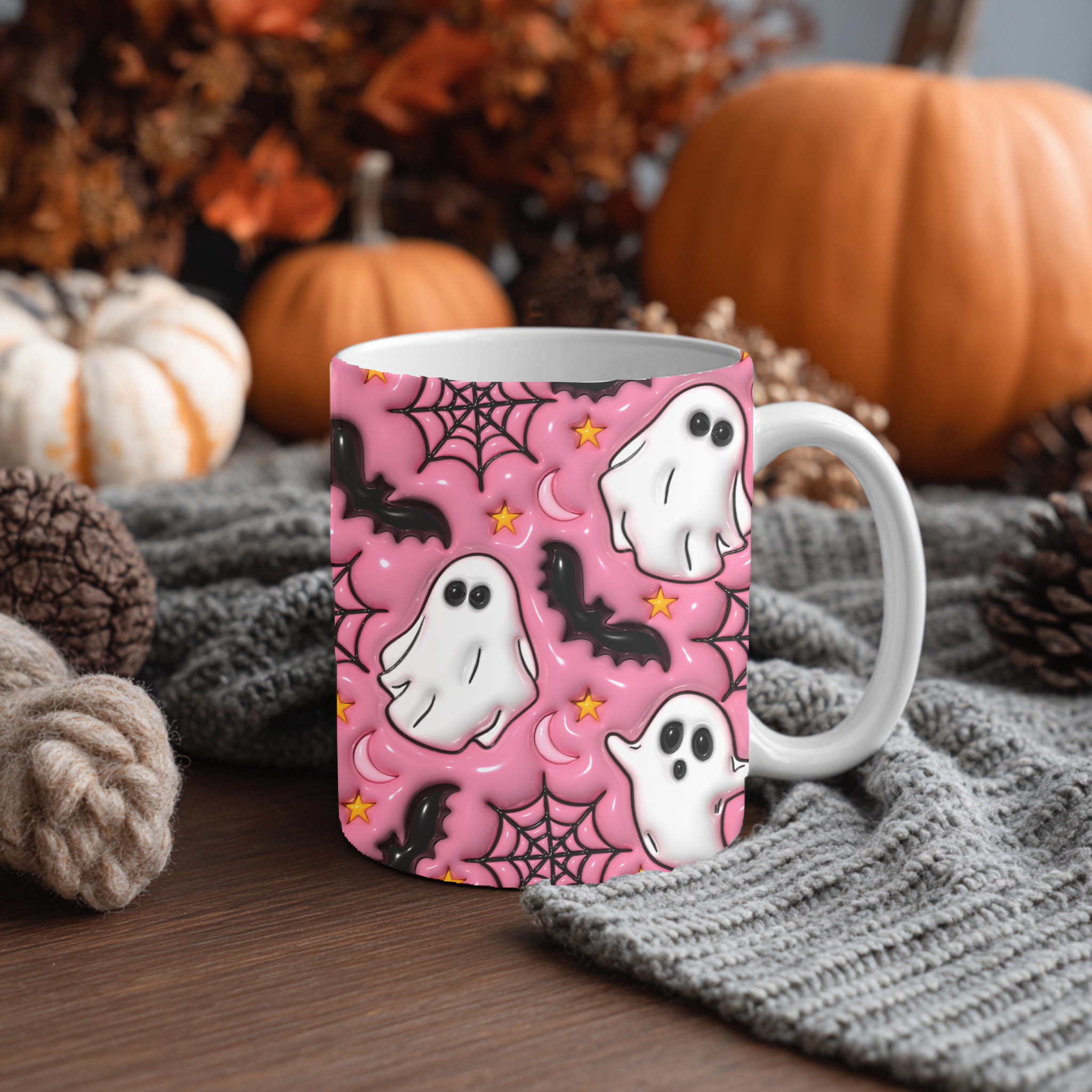 Mug Halloween – Fantômes Roses