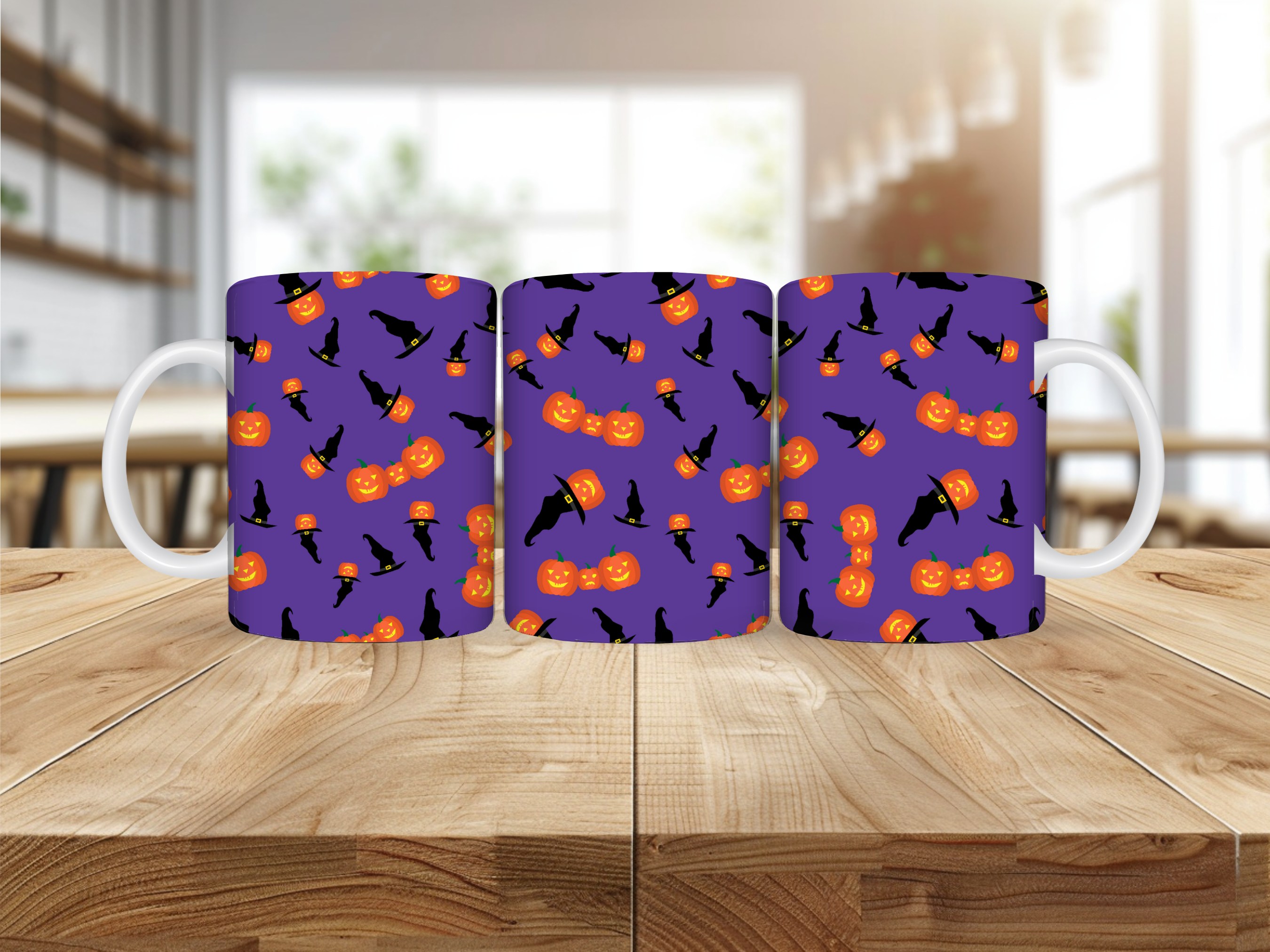 Mug Halloween – Citrouilles et Chapeaux de Sorcière