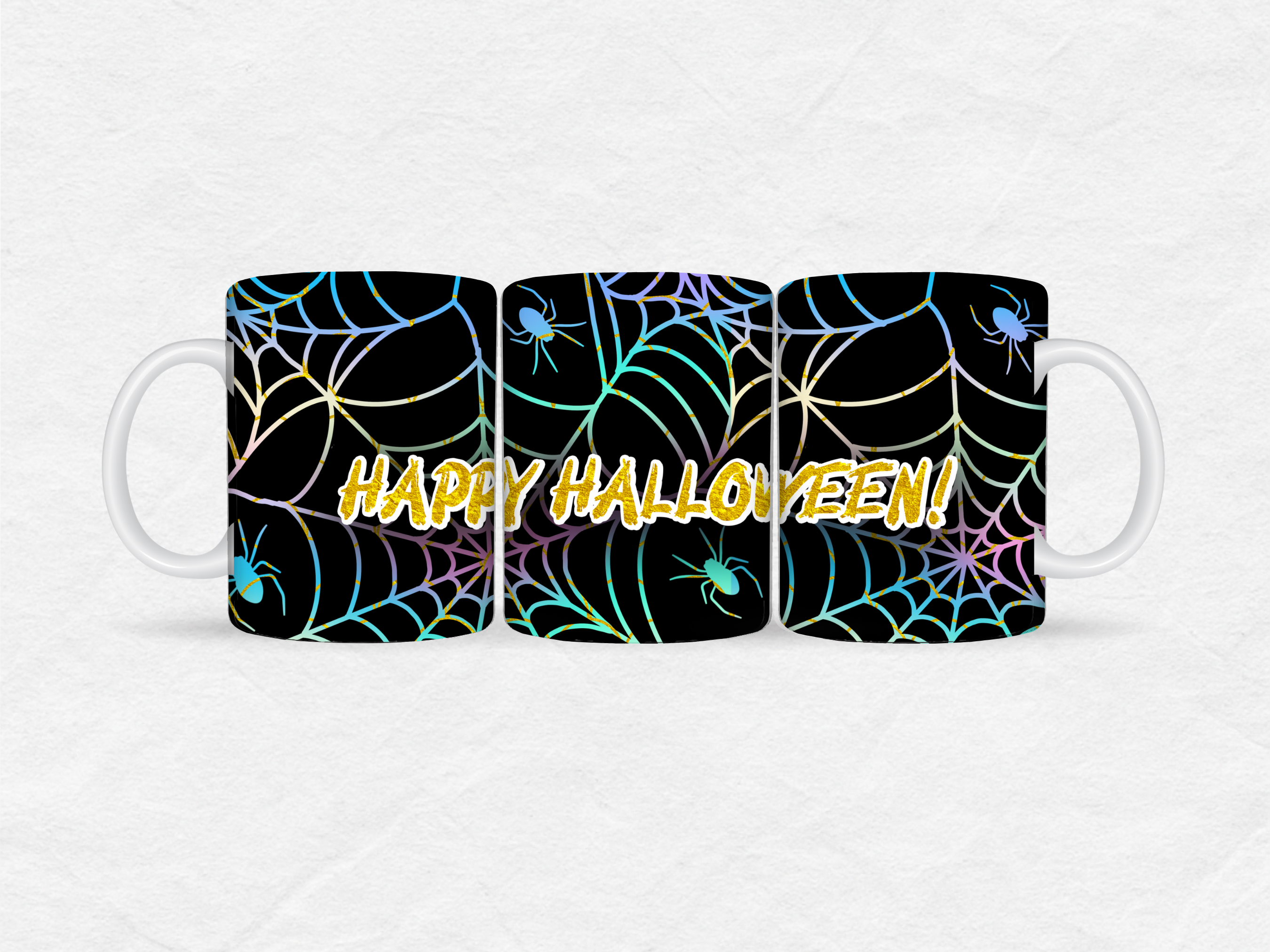 Mug Halloween – Toiles d’Araignée Colorées