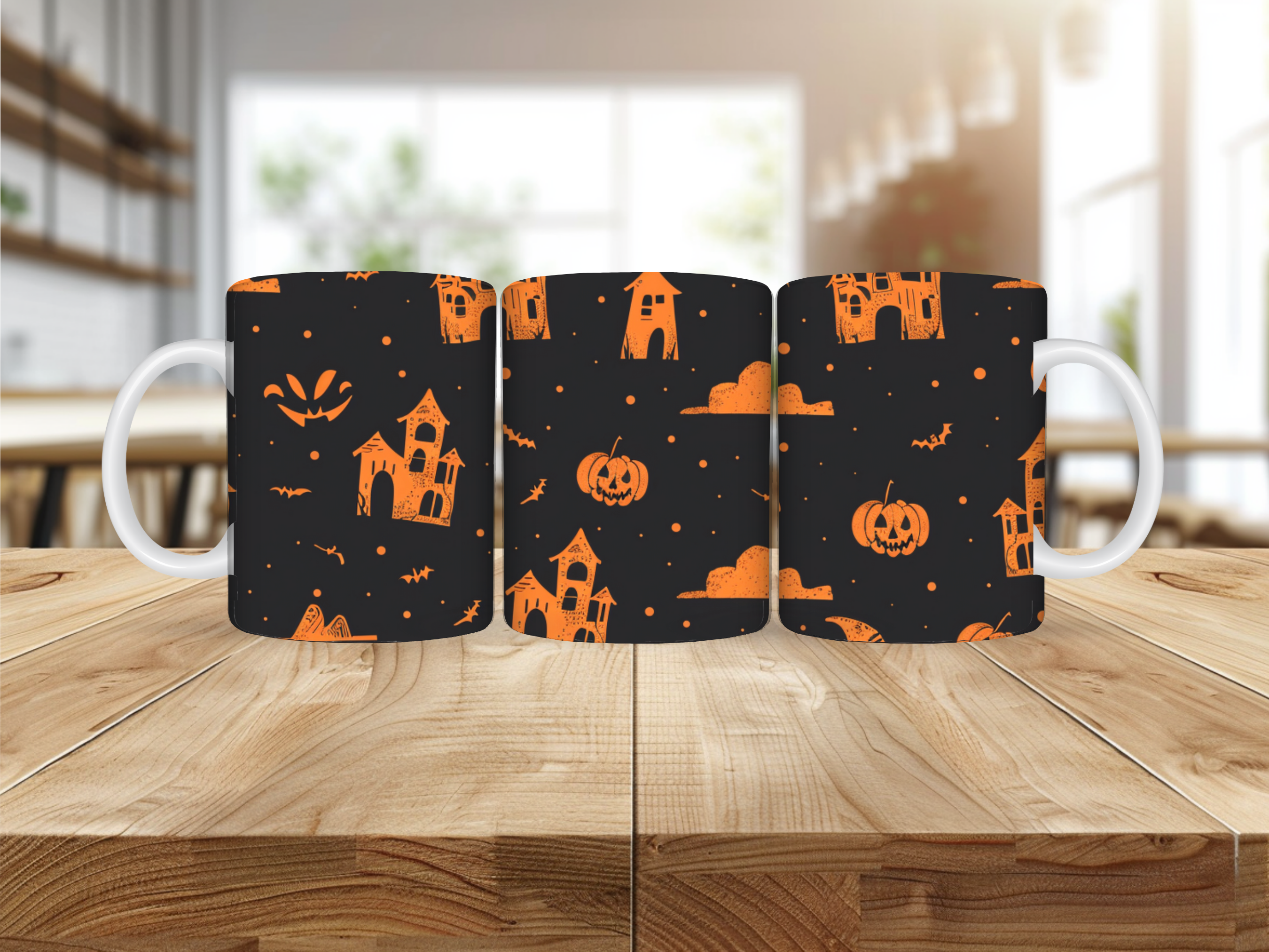 Mug Halloween – Maisons Hantées et Citrouilles