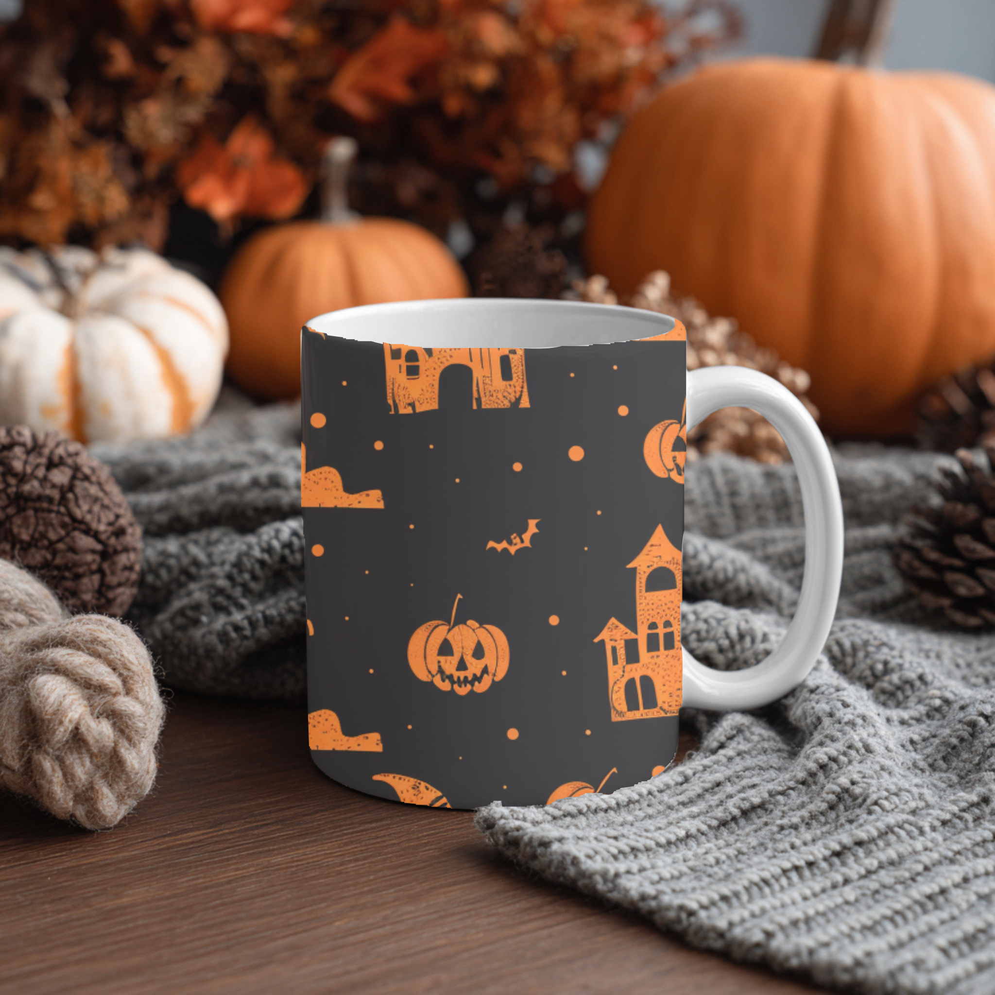 Mug Halloween – Maisons Hantées et Citrouilles