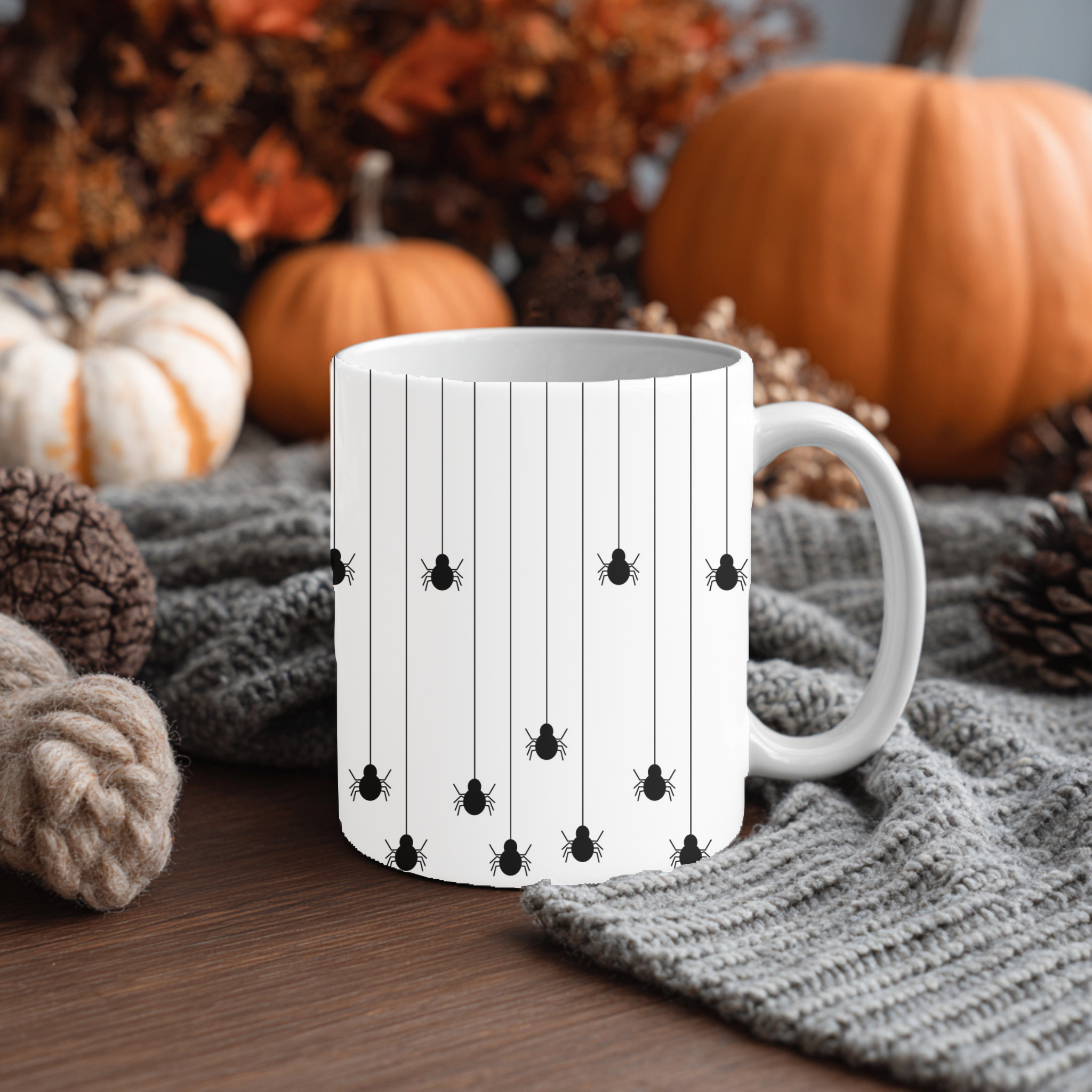 Mug Halloween – Araignées Suspendues