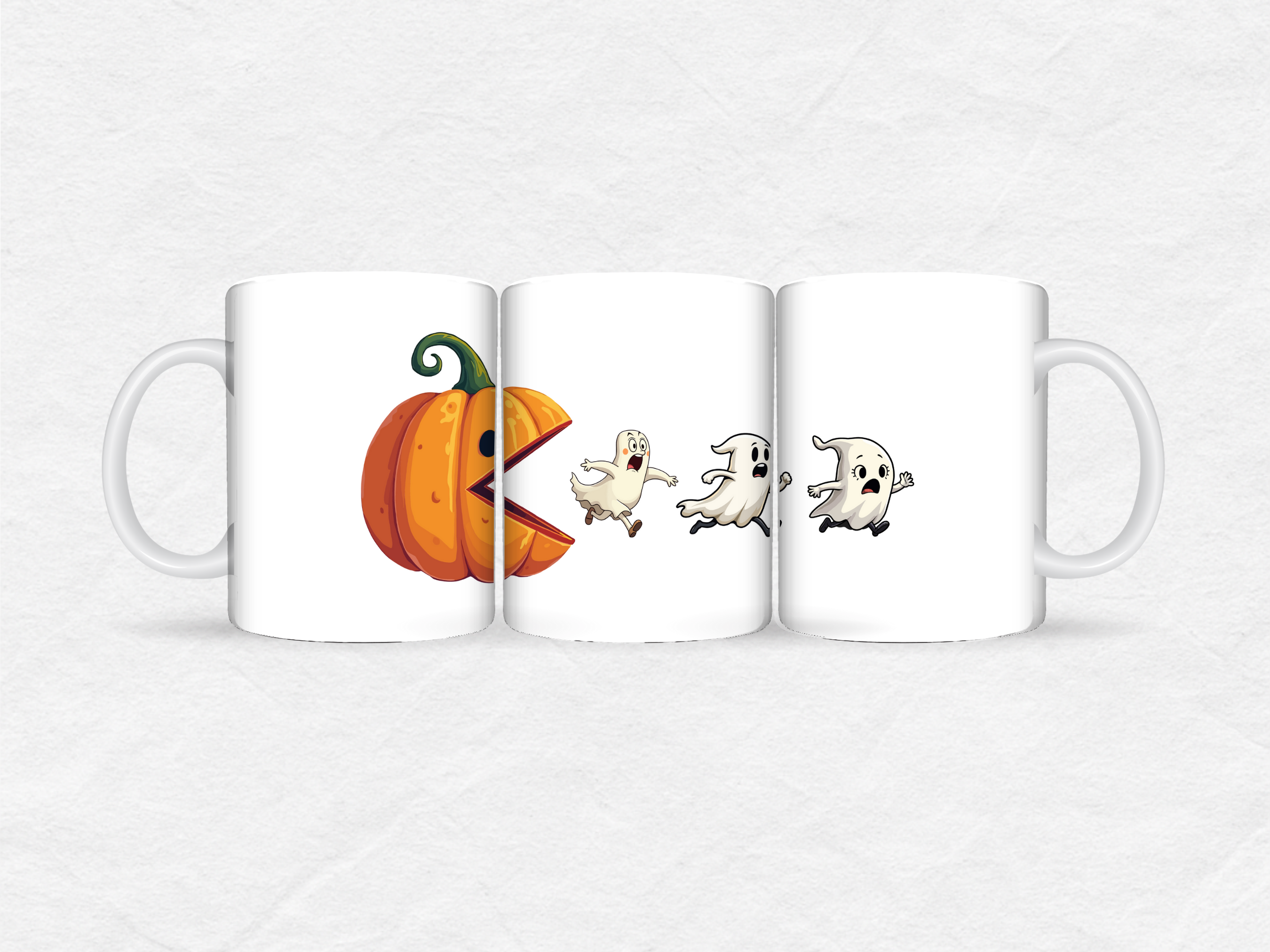 Mug Halloween – Citrouille Pac-Man & petits fantômes