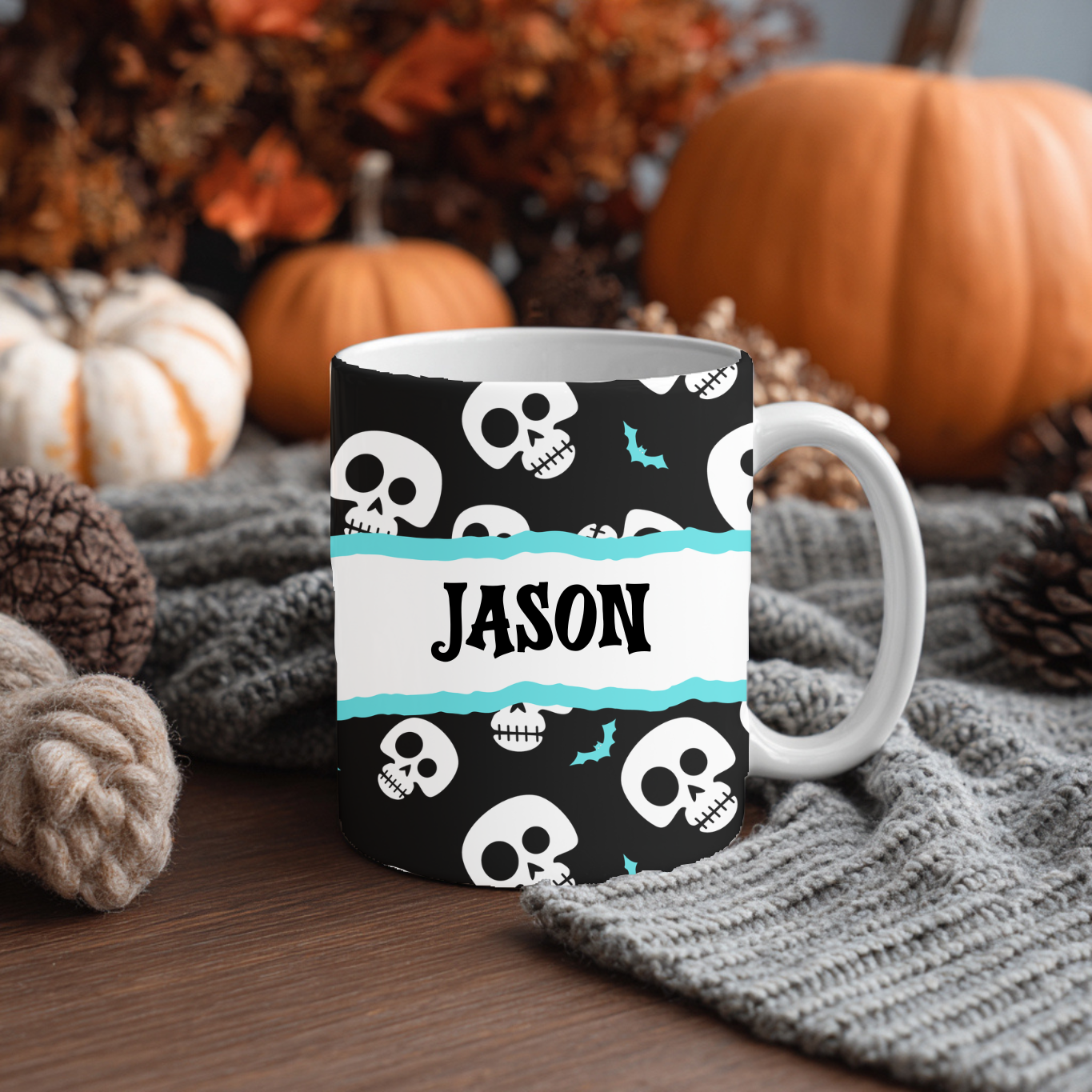 Mug personnalisé garçon Halloween - Tête de mort