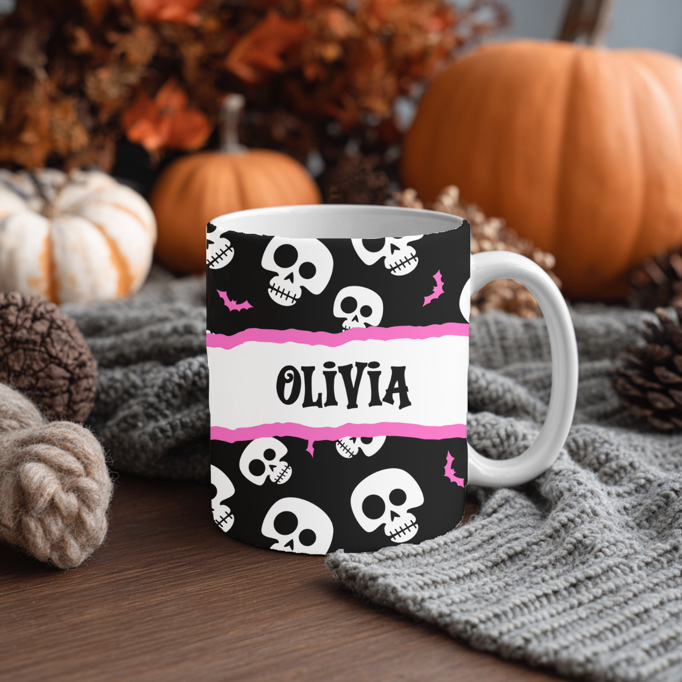 Mug personnalisé fille Halloween - Tête de mort
