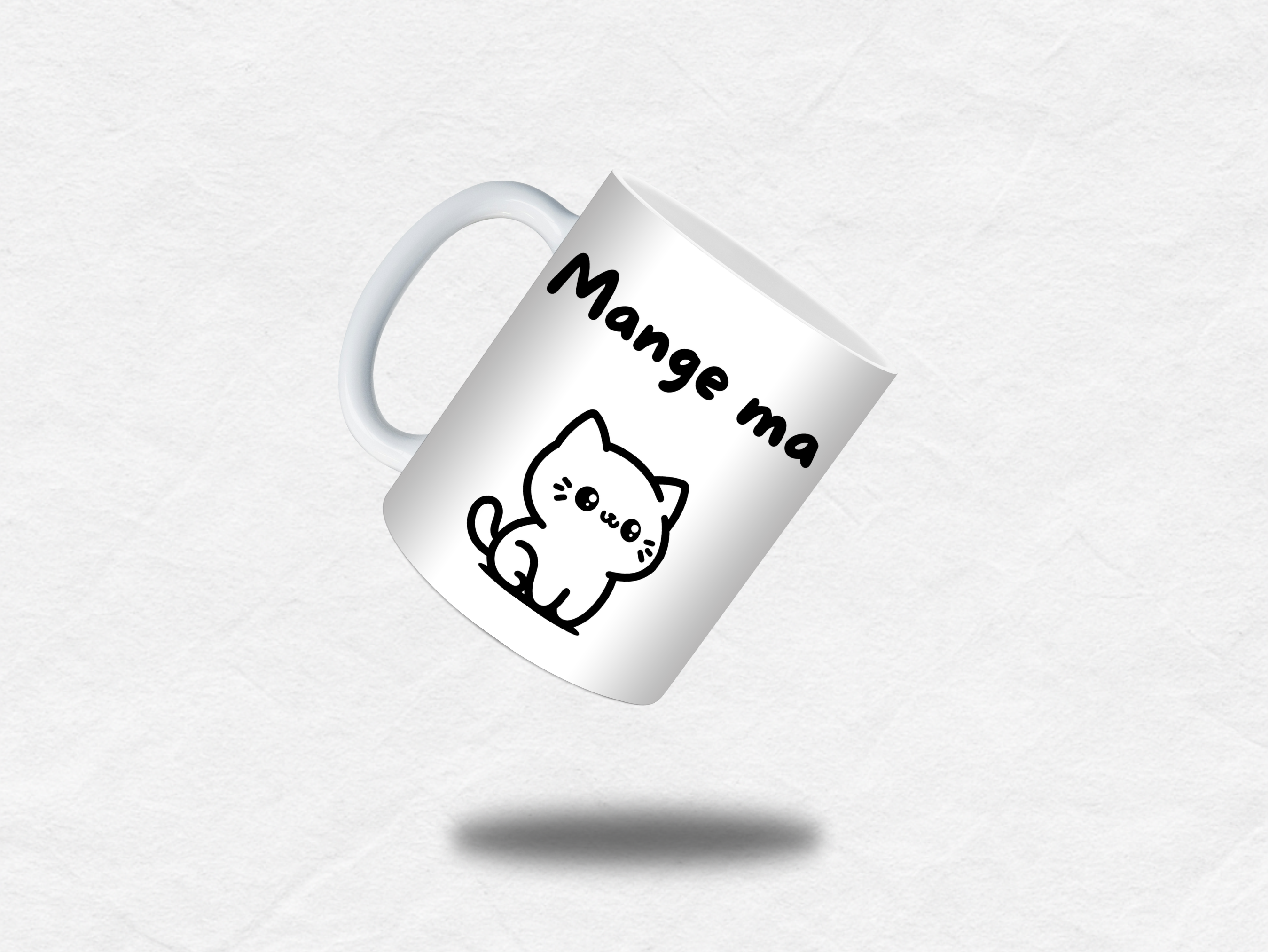 Mug 18+ – Chat coquin « Mange ma… » en noir et blanc