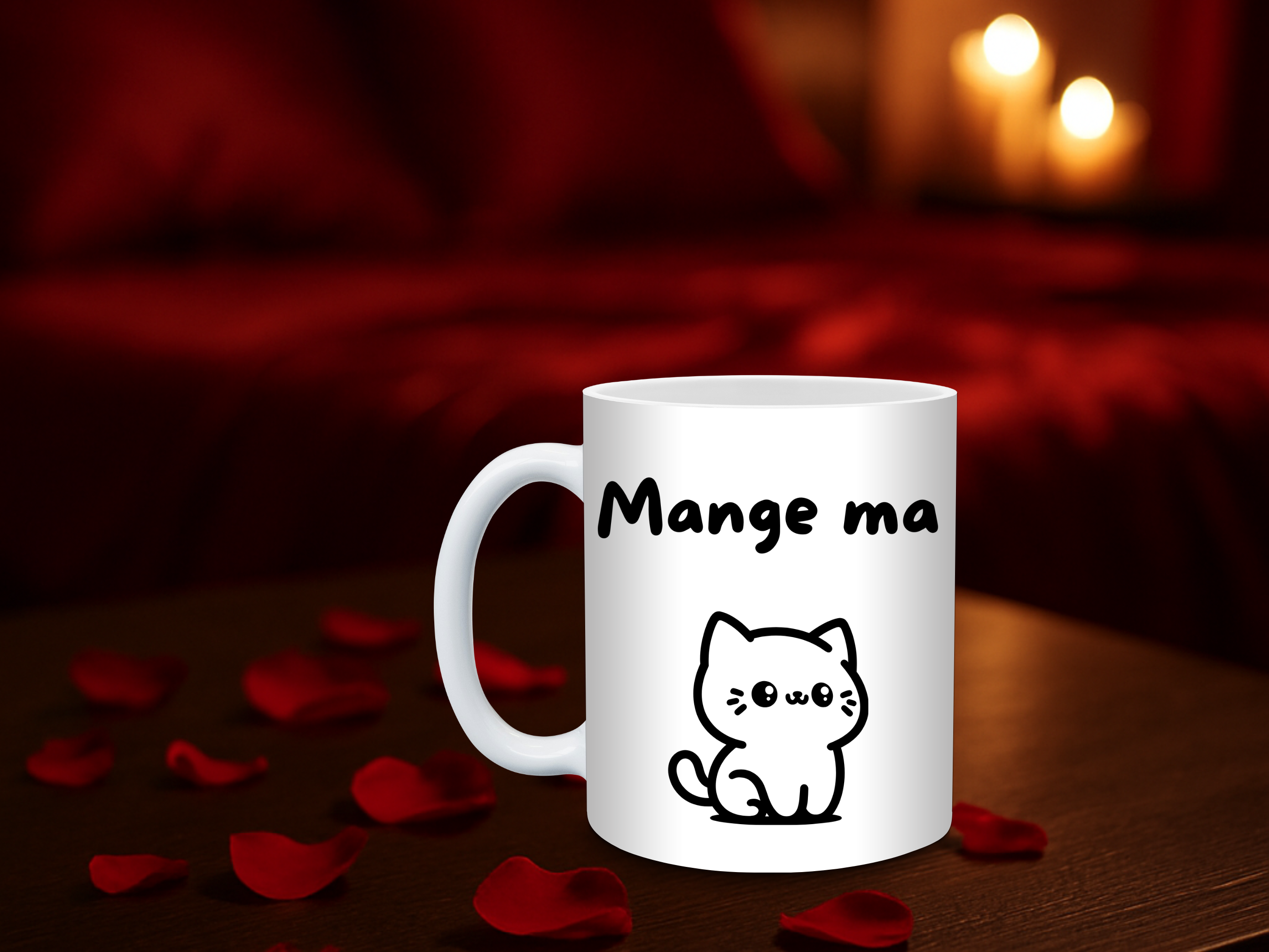 Mug 18+ – Chat coquin « Mange ma… » en noir et blanc