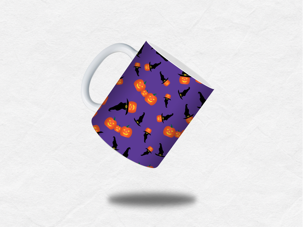 Mug Halloween – Citrouilles et Chapeaux de Sorcière