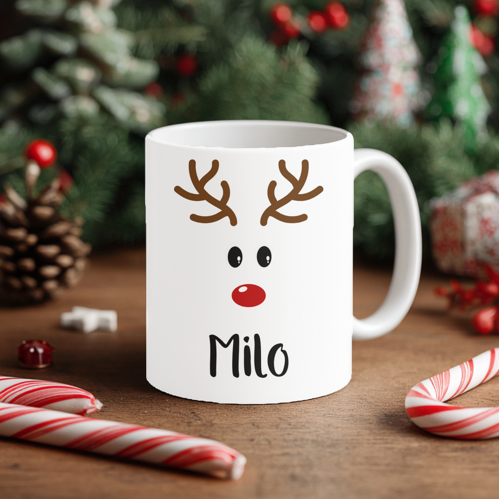 Mug Noël personnalisable – Renne avec prénom