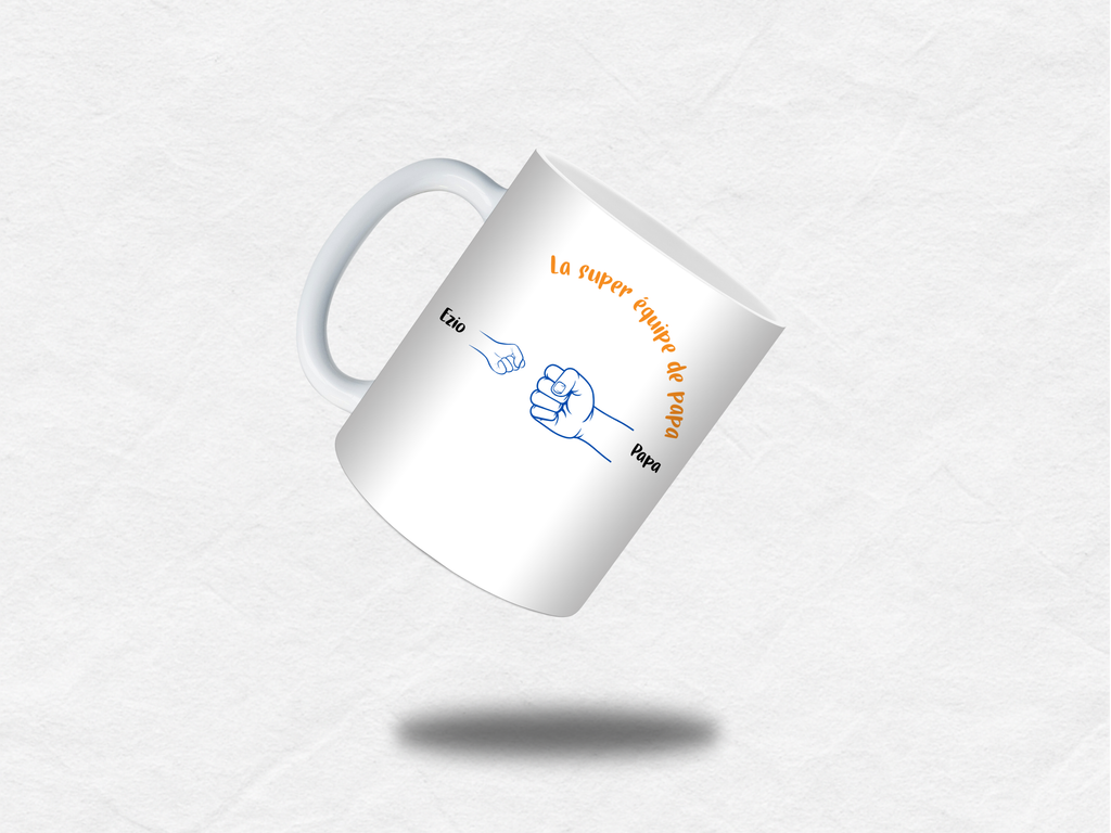 Mug personnalisé famille – Mains adulte & enfants (1 à 5 prénoms)