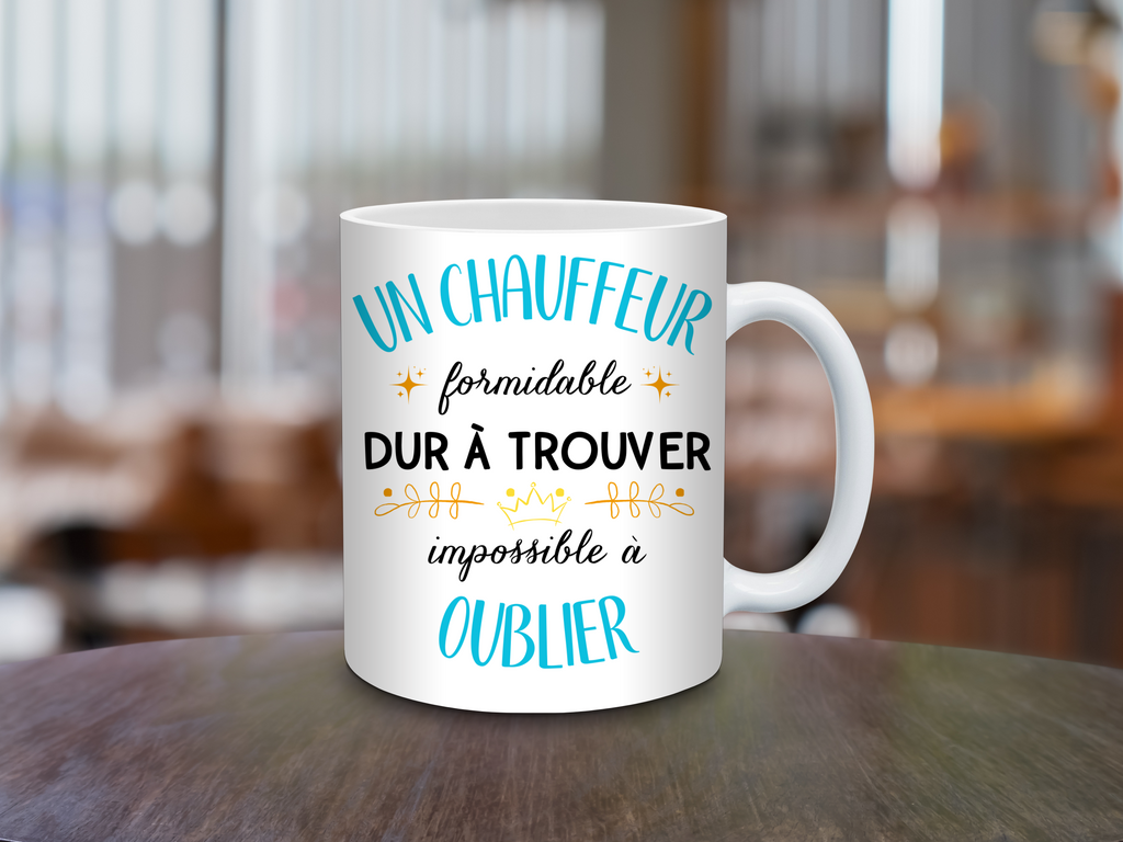 Mug Départ & Retraite – “Un chauffeur formidable, dur à trouver, impossible à oublier”