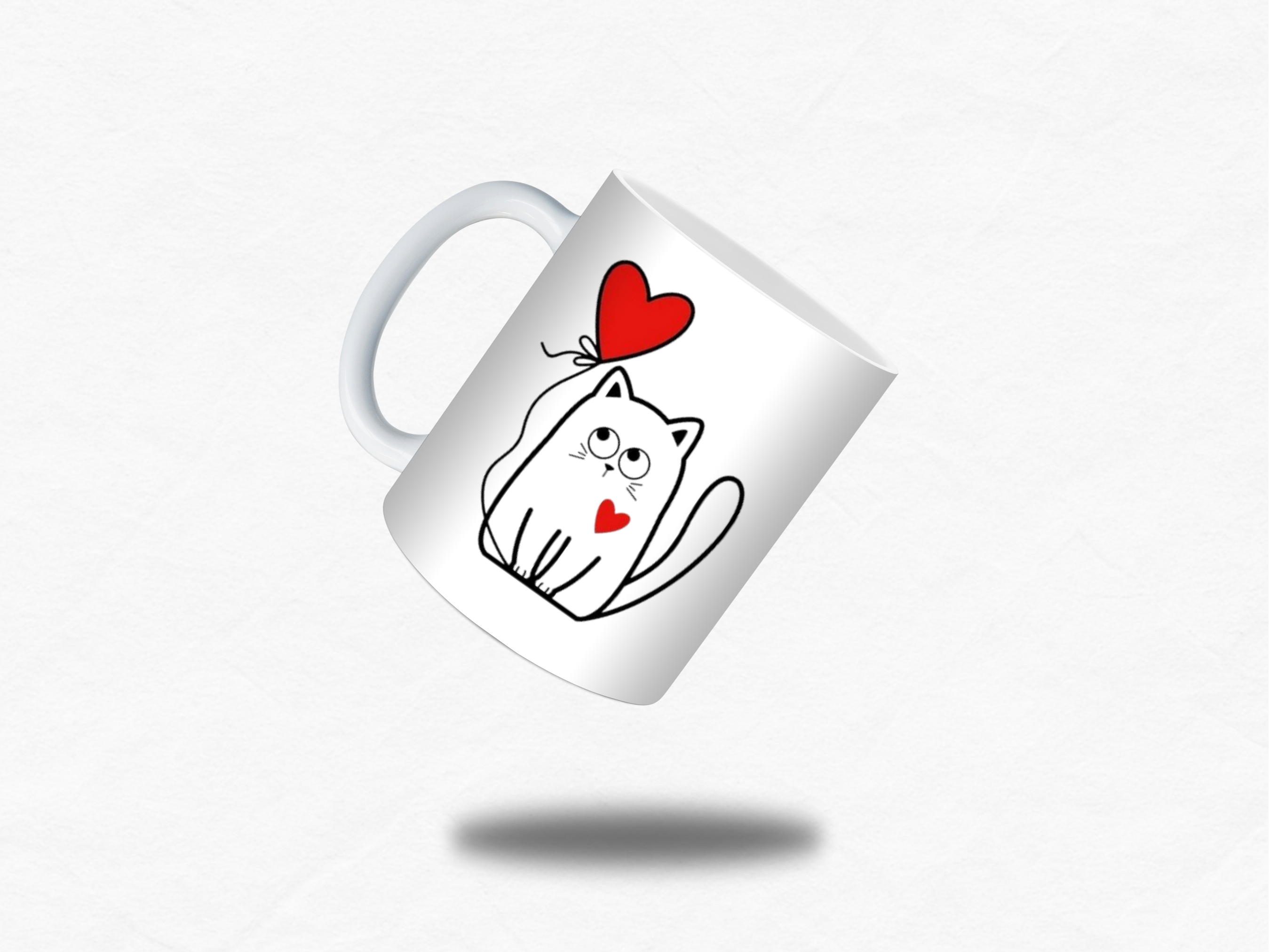Mug Amour – Chat tendre au cœur rouge