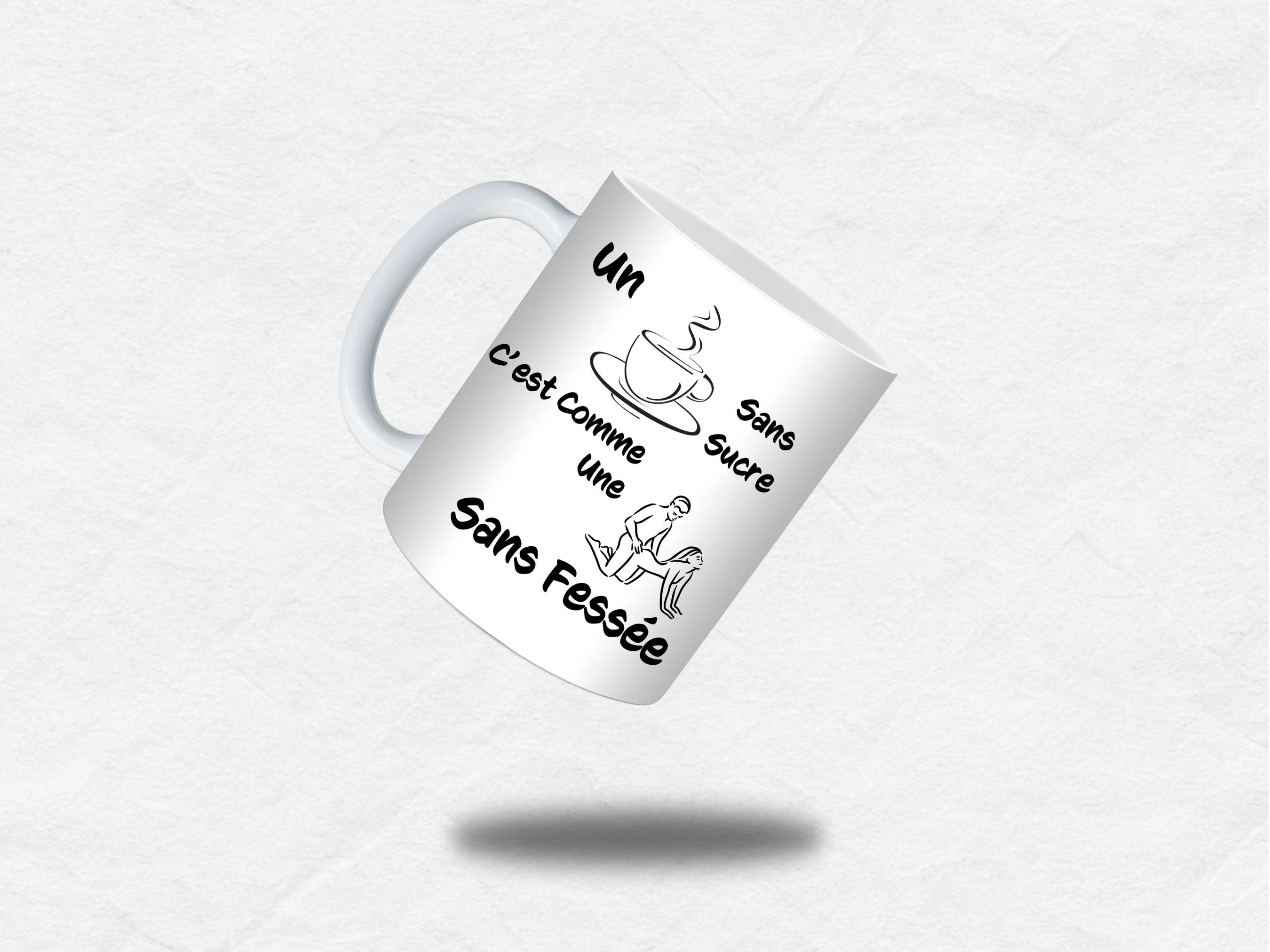 Mug humour 18+ – Café sans sucre, blague coquine pour adulte